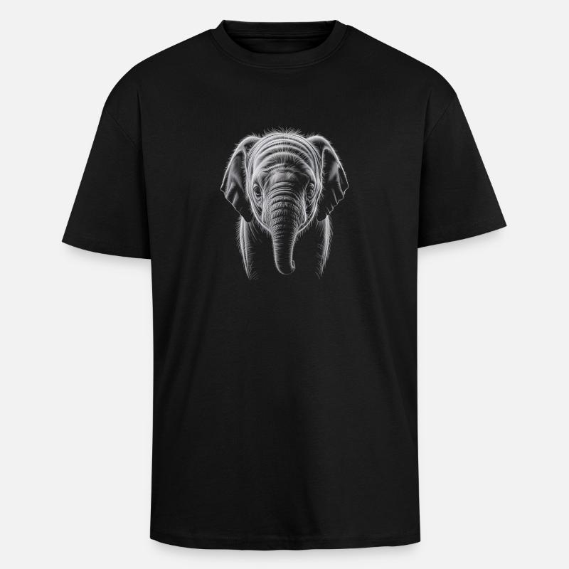 Elephant Head - Unisex Oversized Heavyweight T-shirt - black
