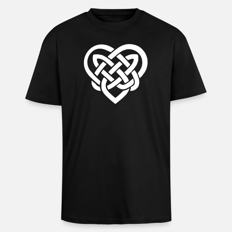 Celtic Knot Heart Emblem - Unisex Oversized Heavyweight T-shirt - black