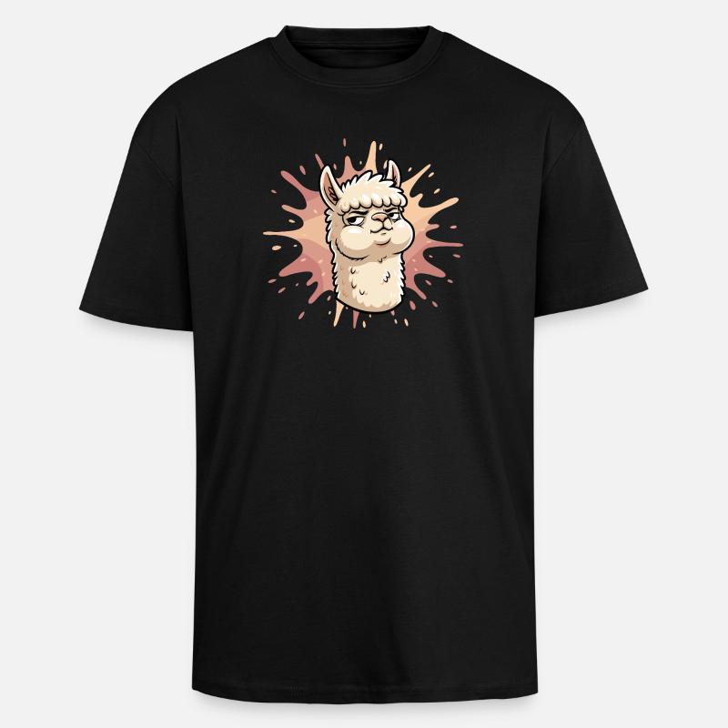 Confident Llama Splash - Unisex Oversized Heavyweight T-shirt - black