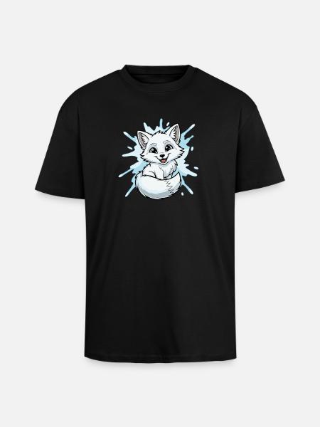 Water Splash Fox Character - Unisex Oversized Heavyweight T-shirt - black