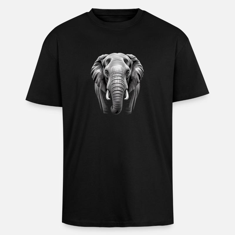 Elefantenkopf Elefant - Oversized Heavyweight Unisex T-Shirt - Schwarz