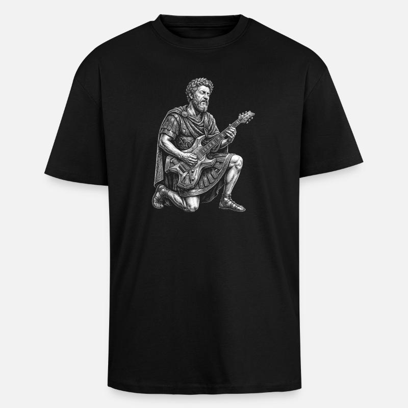 Marcus Aurelius plays guitar - Unisex Oversized Heavyweight T-shirt - black