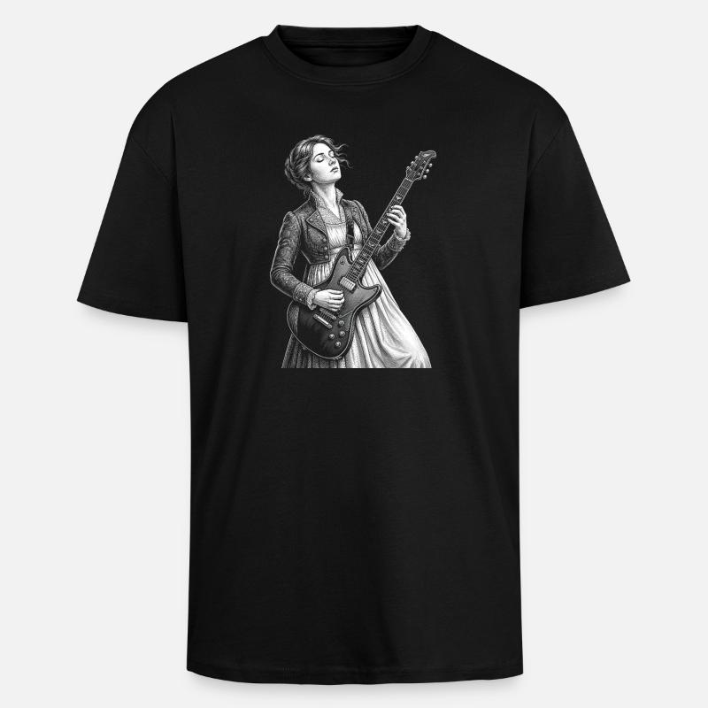 Jane Austen plays guitar - Unisex Oversized Heavyweight T-shirt - black