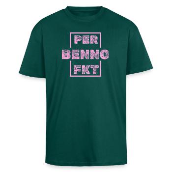 Benno als Einzigartig - Oversized Heavyweight Unisex T-Shirt - hunter Green - Vorne - Alina (178cm) & Michal (187cm)