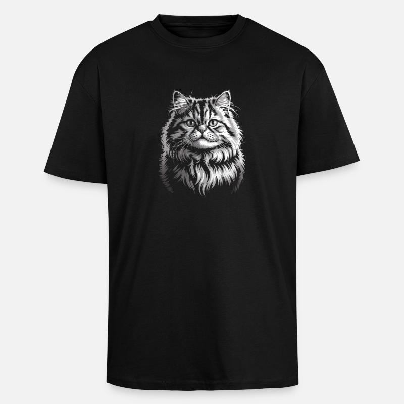 Chat - T-shirt unisexe oversize épais - noir
