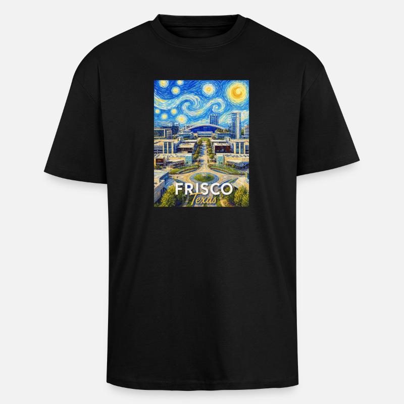 Frisco Texas Starry Night - T-shirt unisexe oversize épais - noir