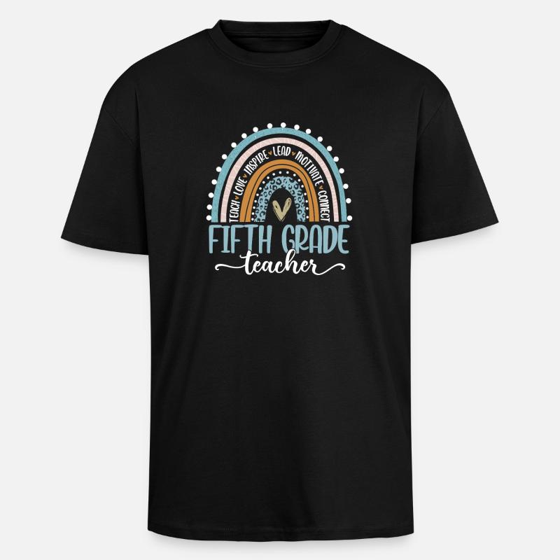 Lehrerin der fünften Klasse Rainbow - Oversized Heavyweight Unisex T-Shirt - Schwarz