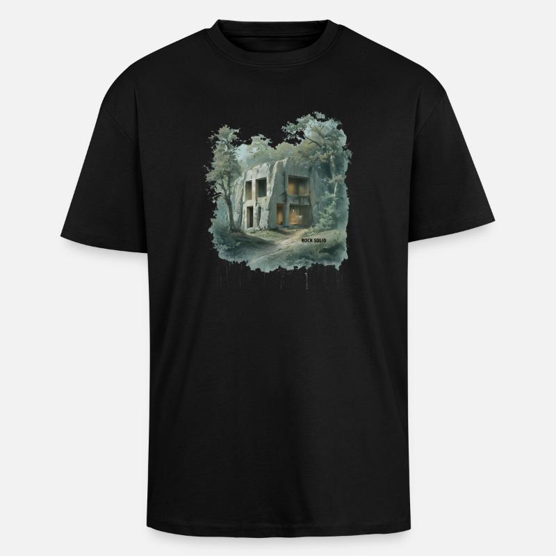 ROCK SOLID - Croquis d’architecture grottère moderne - T-shirt unisexe oversize épais - noir