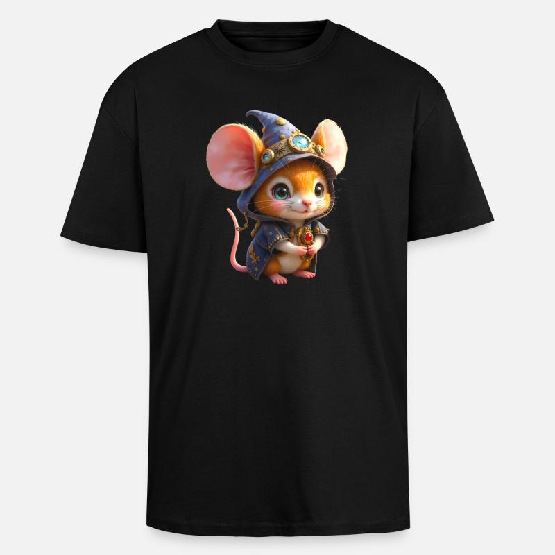 Blue Steampunk Wizard Mouse - Unisex Oversized Heavyweight T-shirt - black