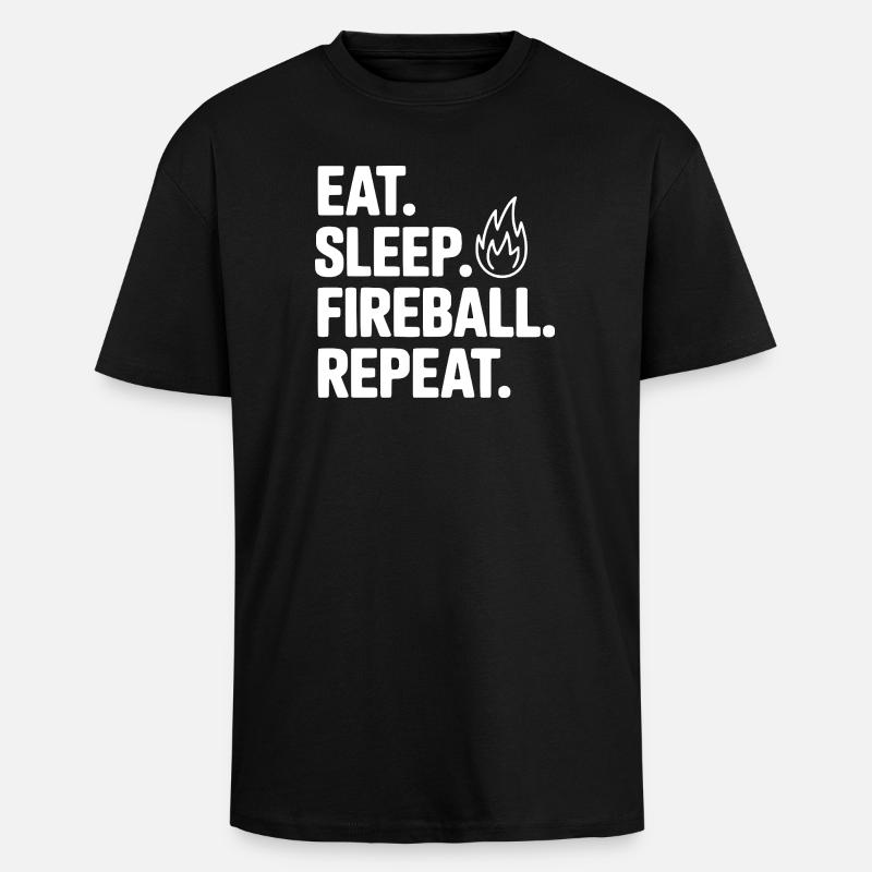Eat. Sleep. Fireball. Repeat. - Unisex Oversized Heavyweight T-shirt - black