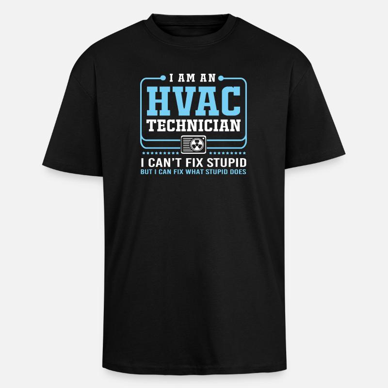 Technicien climatisation Technicien en réfrigération Chauffage - T-shirt unisexe oversize épais - noir