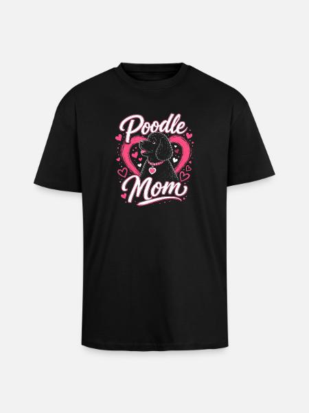 Poodle Mom Heart Design - Unisex Oversized Heavyweight T-shirt - black