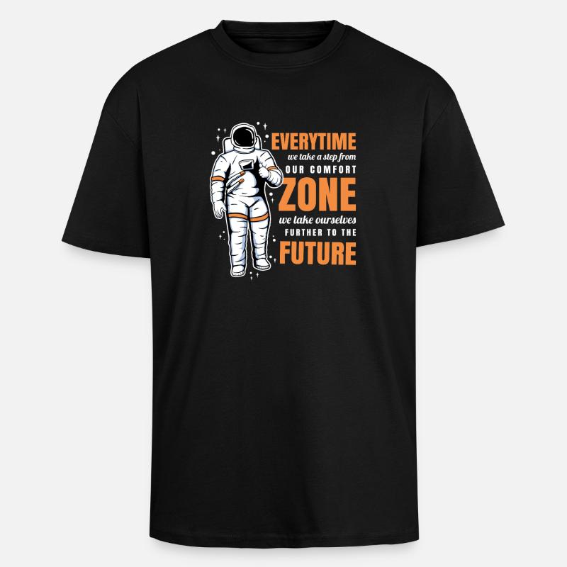 Everytime Zone Future Astronaut Space Graphic - Unisex Oversized Heavyweight T-shirt - black