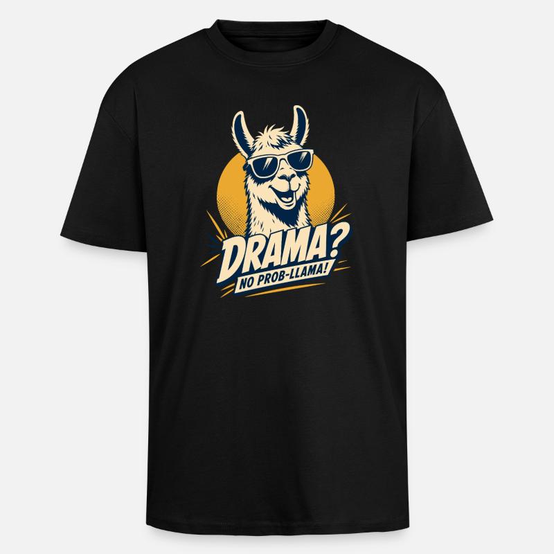Drame : Humour de Llama - T-shirt unisexe oversize épais - noir