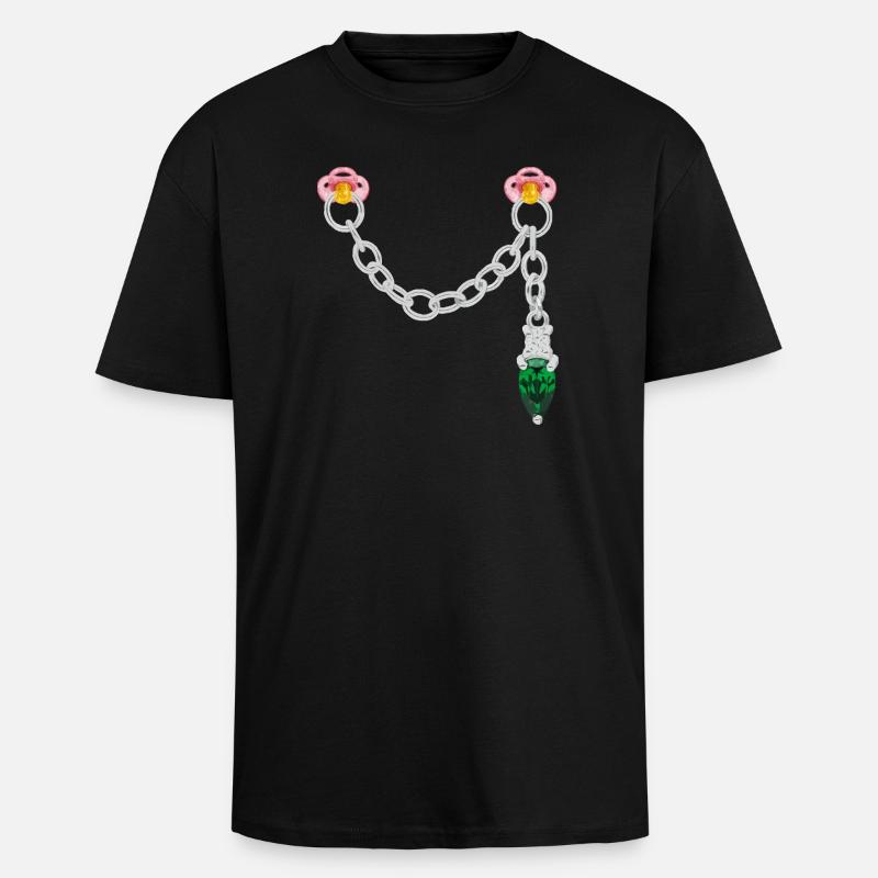 Silver connector - Unisex Oversized Heavyweight T-shirt - black