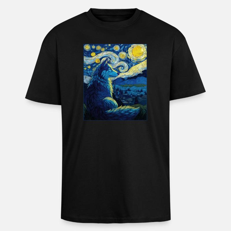 Loup - T-shirt unisexe oversize épais - noir