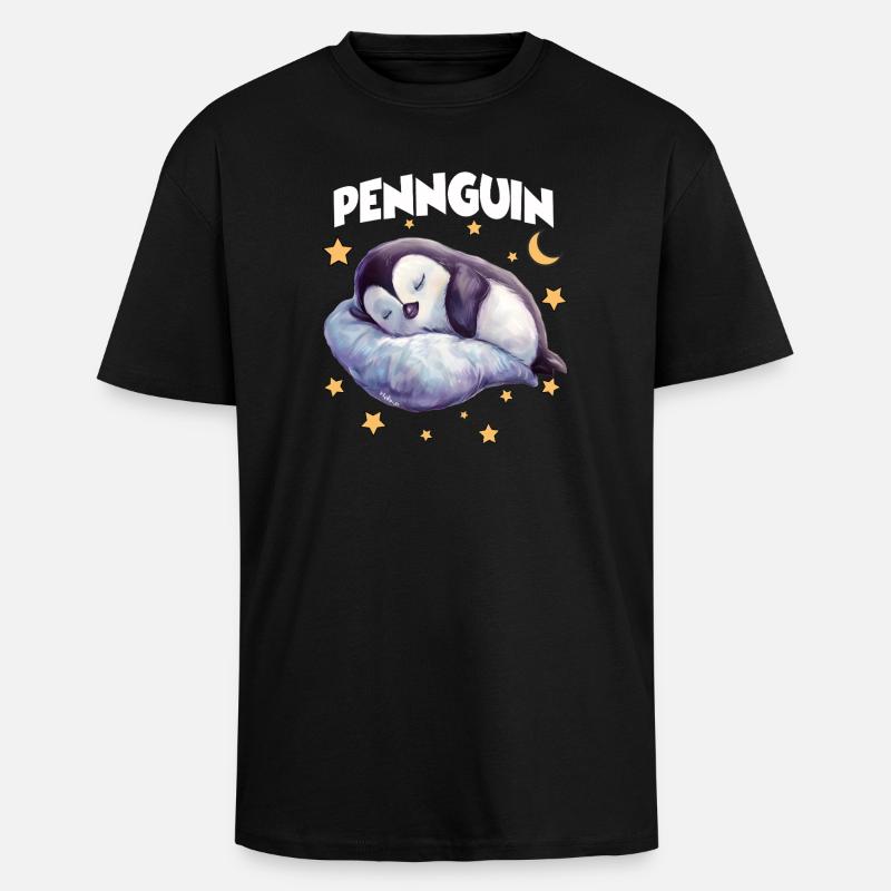 PennguinPenguin Pajamas Pennguin Late Riser - Unisex Oversized Heavyweight T-shirt - black