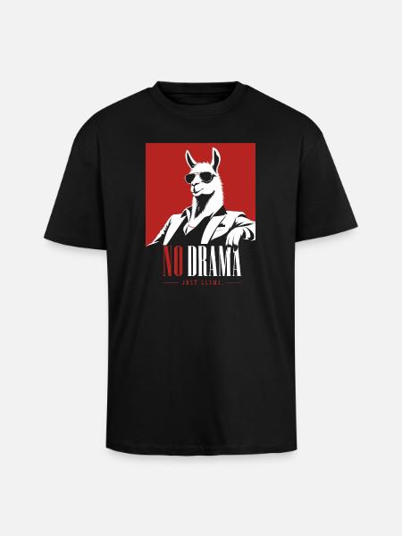 No Drama Just Llama Retro Lama - Unisex Oversized Heavyweight T-shirt - black