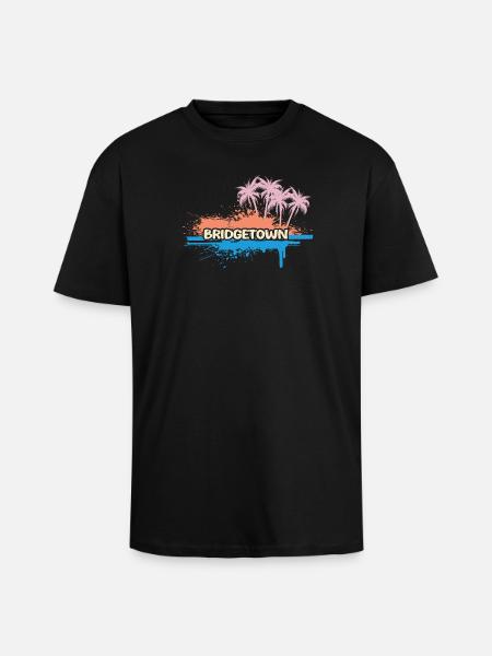 Palm trees Bridgetown - Unisex Oversized Heavyweight T-shirt - black