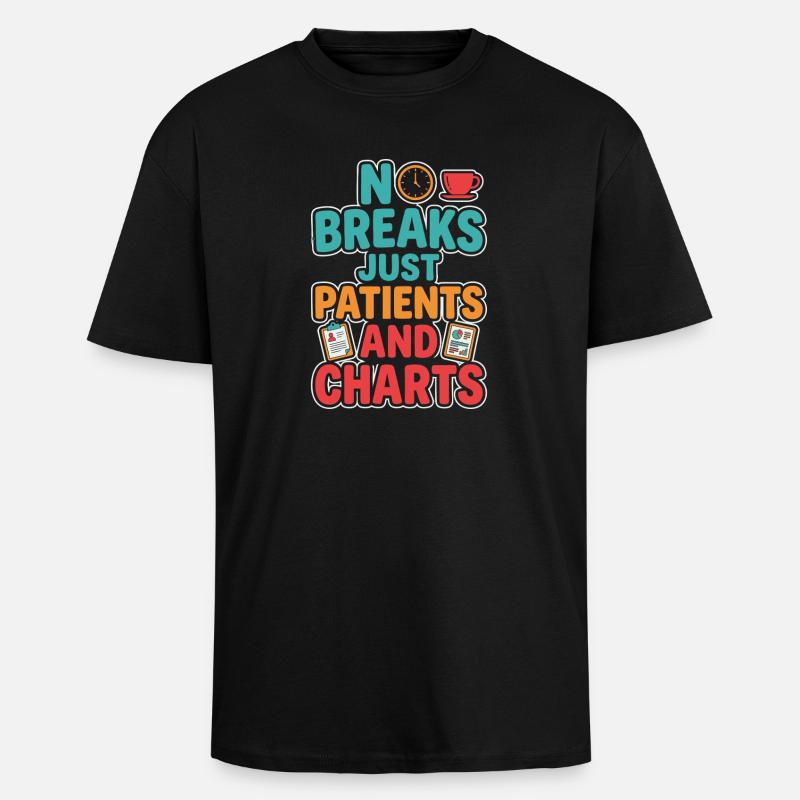 Infirmière de nuit, fatiguée - T-shirt unisexe oversize épais - noir