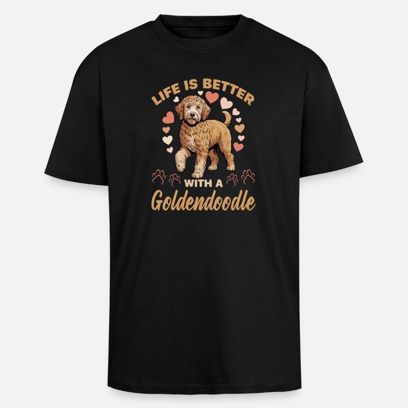 Race de chien Goldendoodle - T-shirt unisexe oversize épais - noir