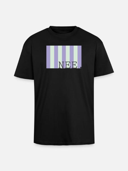 Nee Pastellstreifen Schrift - Oversized Heavyweight Unisex T-Shirt - Schwarz