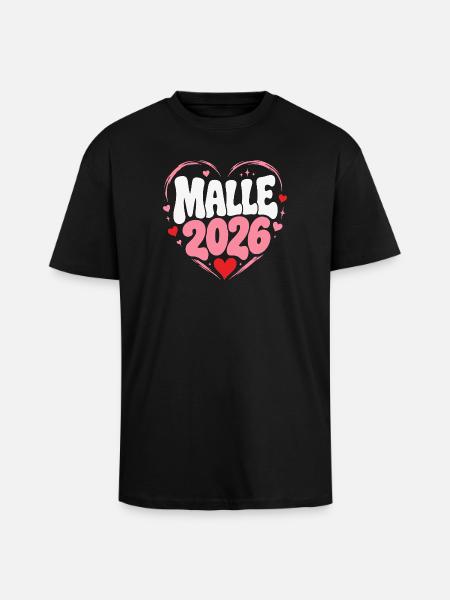 Malie 2026 Herz Design - Oversized Heavyweight Unisex T-Shirt - Schwarz