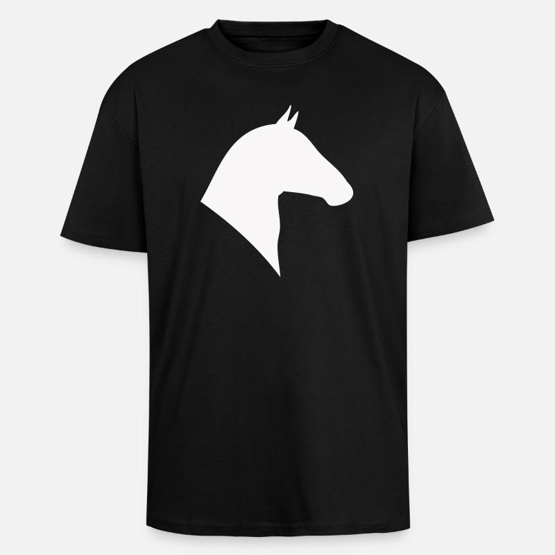 Pferdekopf Silhouette Minimal - Oversized Heavyweight Unisex T-Shirt - Schwarz
