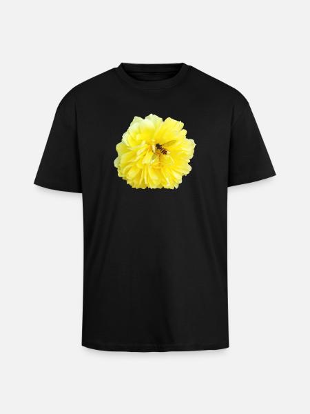 Yellow_Rose_-_Bee_Nature_Photography - Unisex Oversized Heavyweight T-shirt - black