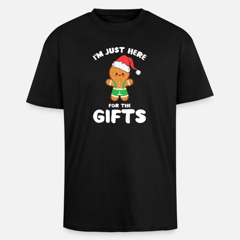 Gingerbread Santa Gift Tee - Unisex Oversized Heavyweight T-shirt - black