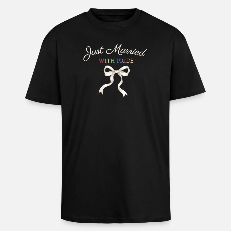 Just Married Pride Schleife - Oversized Heavyweight Unisex T-Shirt - Schwarz