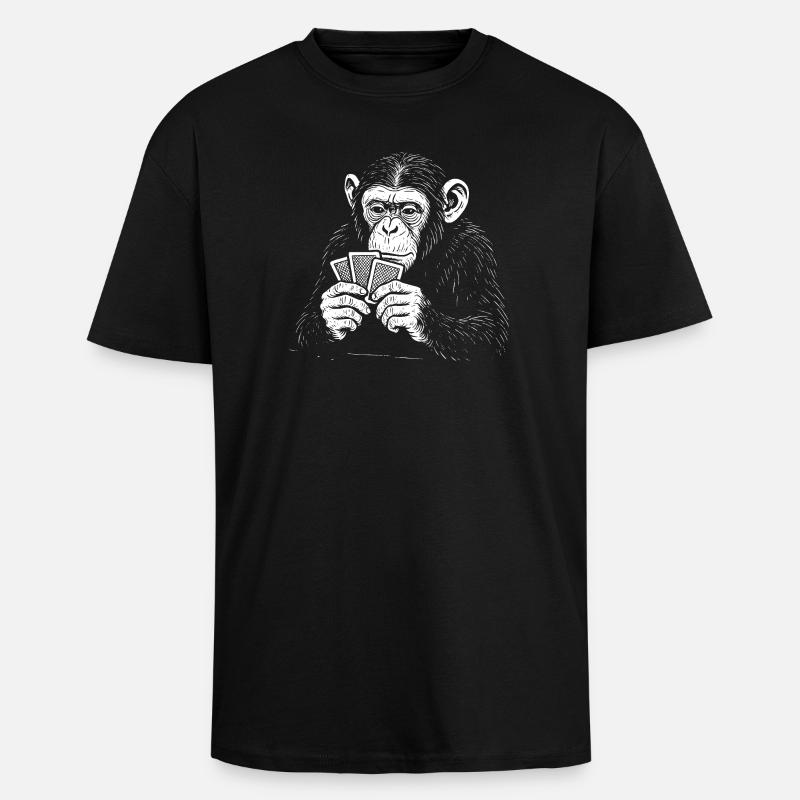 Schimpansespielkarten - Oversized Heavyweight Unisex T-Shirt - Schwarz