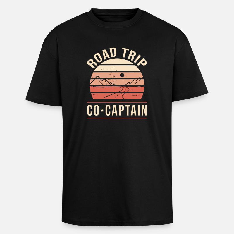 Commandant de voyage sur la route - T-shirt unisexe oversize épais - noir