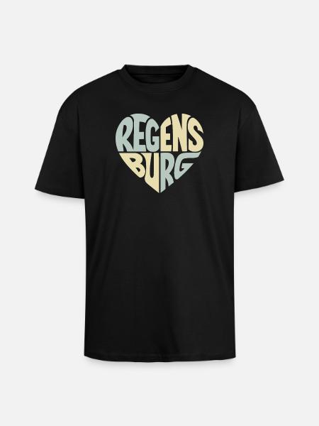 Regensburg Heart Design - Unisex Oversized Heavyweight T-shirt - black