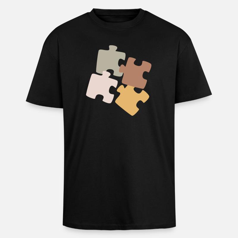 Puzzle Patchwork Variety - Unisex Oversized Heavyweight T-shirt - black
