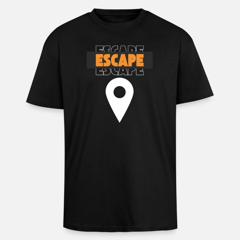 Escape Map Pin Design - Unisex Oversized Heavyweight T-shirt - black