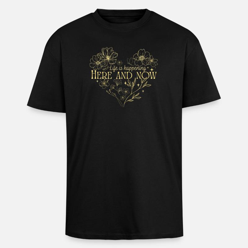 Here and Now - Unisex Oversized Heavyweight T-shirt - black