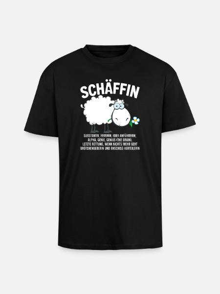 Schäffin - Alpha Schaf mit Sonnenbrille - Oversized Heavyweight Unisex T-Shirt - Schwarz