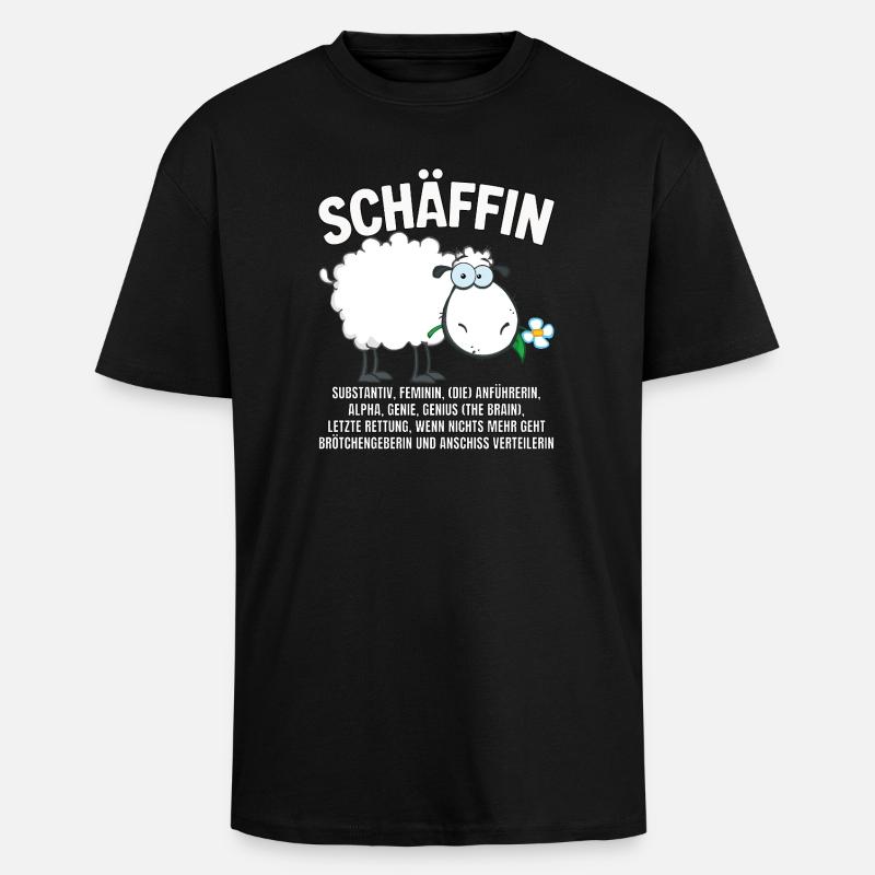 Schäffin - Alpha Schaf mit Sonnenbrille - Oversized Heavyweight Unisex T-Shirt - Schwarz