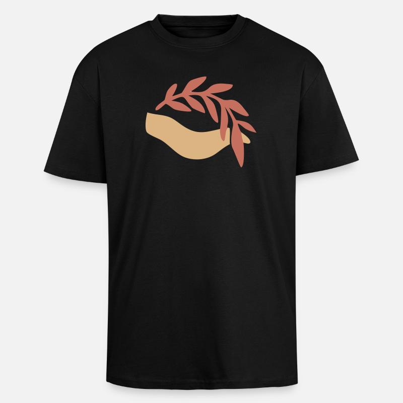 Hand Leaf Nature Boho Logo - Unisex Oversized Heavyweight T-shirt - black
