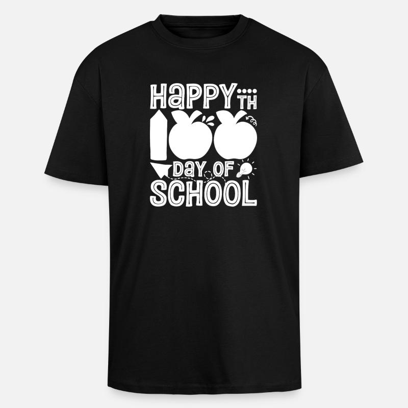 Joyeux 100e jour d’école - T-shirt unisexe oversize épais - noir