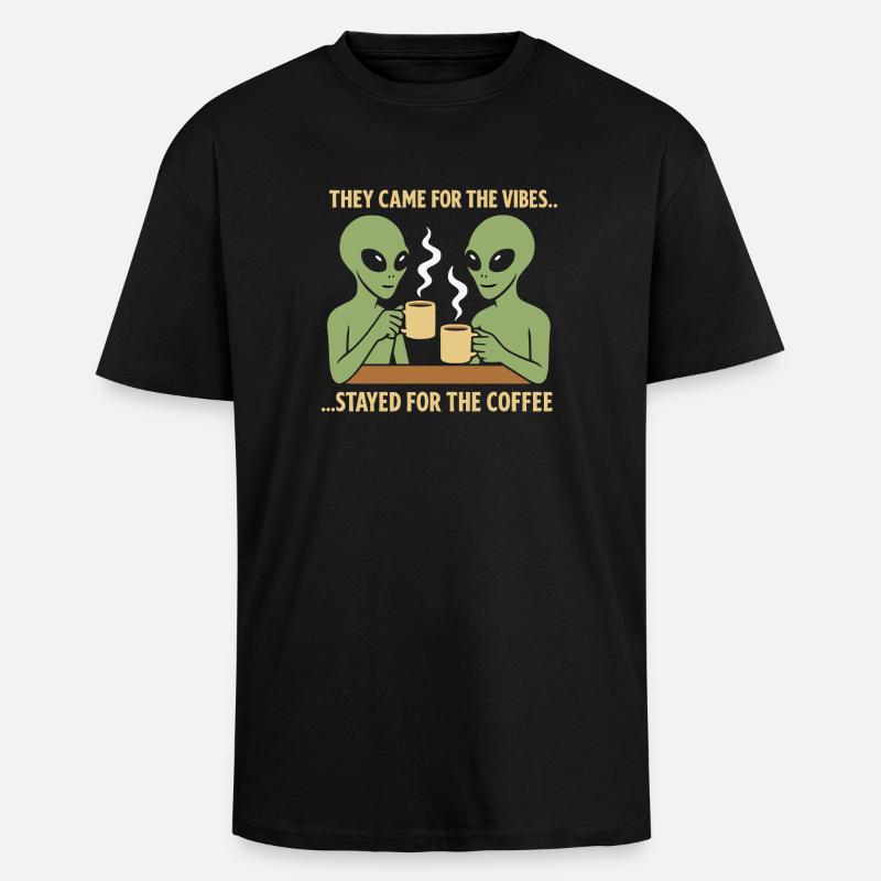 Alien Coffee Lovers  - Unisex Oversized Heavyweight T-shirt - black