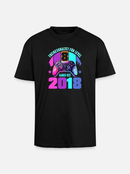 8e anniversaire, jeunes filles - T-shirt unisexe oversize épais - noir