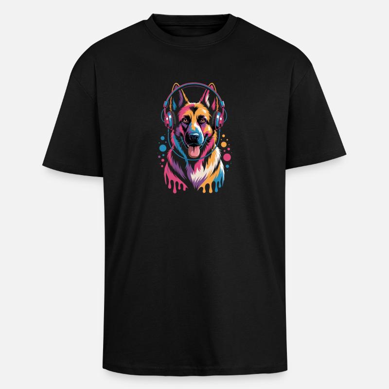 German Shepherd - Unisex Oversized Heavyweight T-shirt - black