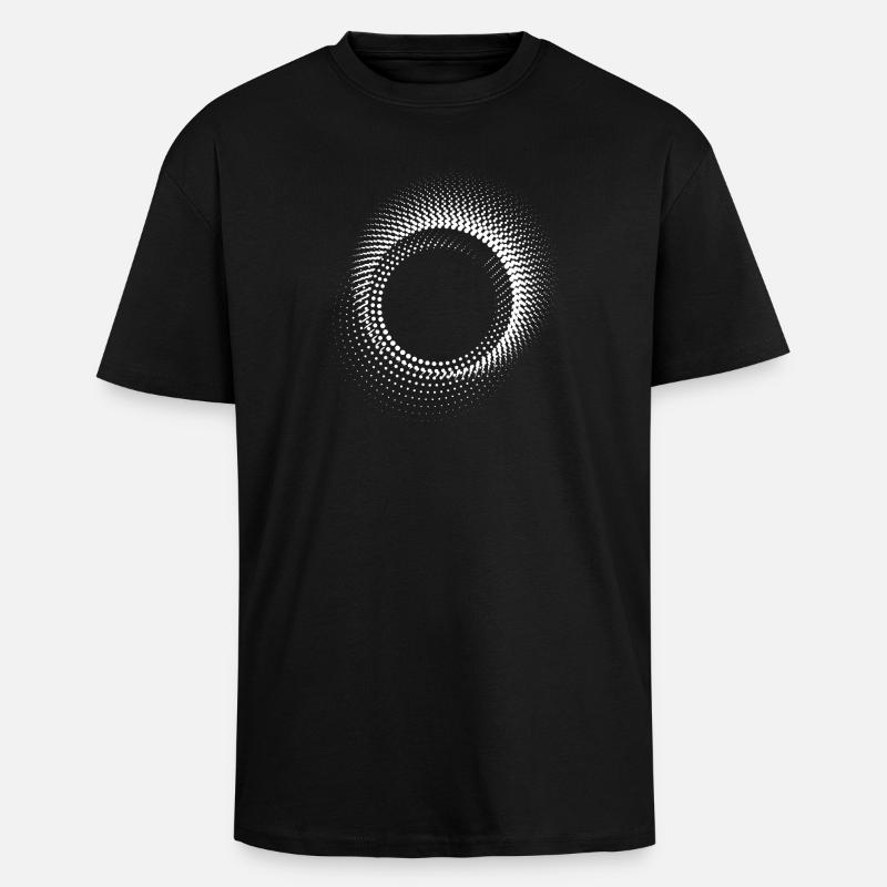 Concentric Dot Spiral - Unisex Oversized Heavyweight T-shirt - black