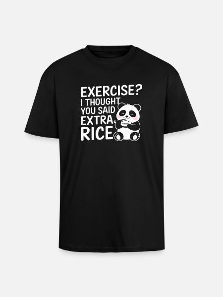 Panda demande plus de riz - T-shirt unisexe oversize épais - noir