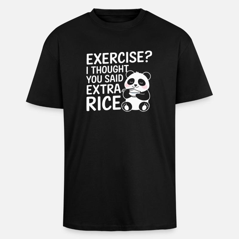 Panda demande plus de riz - T-shirt unisexe oversize épais - noir