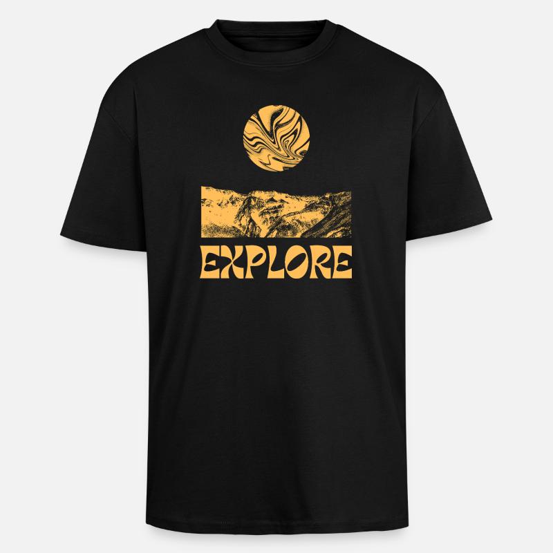 Entdecken Sie die Mountains Sun - Oversized Heavyweight Unisex T-Shirt - Schwarz