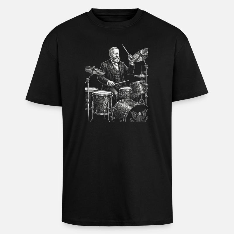 Benjamin Harrison spielt Schlagzeug - Oversized Heavyweight Unisex T-Shirt - Schwarz