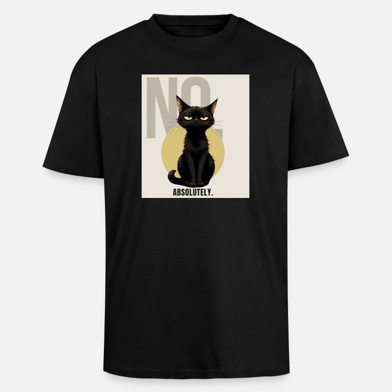 NO. – Sarcastic Black Cat Design - Oversized Heavyweight Unisex T-Shirt - Schwarz